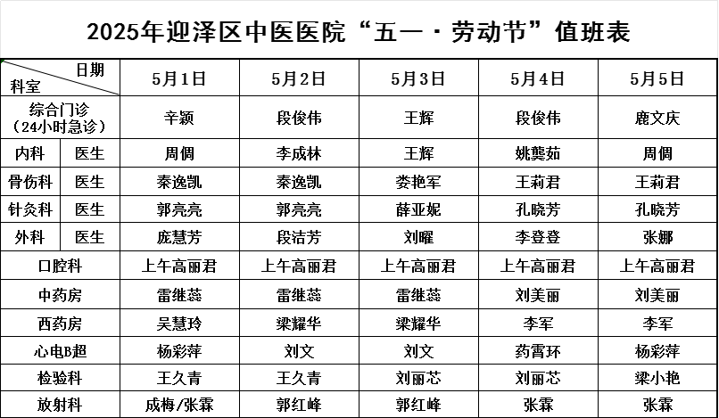 九色视频
2025年“五一”假期出诊安排